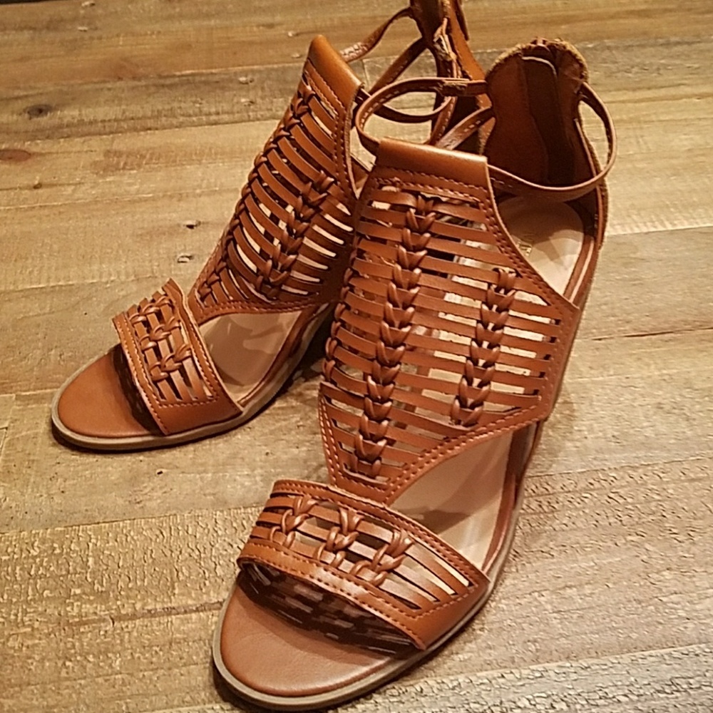 Block heel sandals.